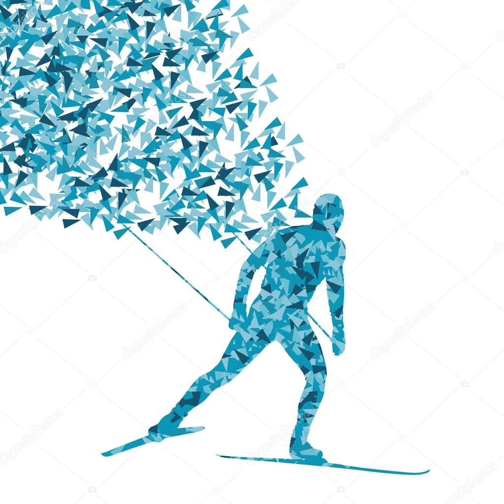 Cross country skiing vector background concept made of fragments Stock