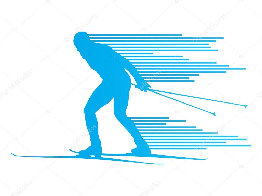 Cross country skiing vector background concept