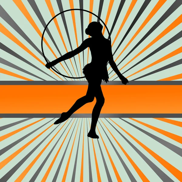 Attivo giovane ragazza ginnaste silhouette in acrobazia filatura ri — Vettoriale Stock