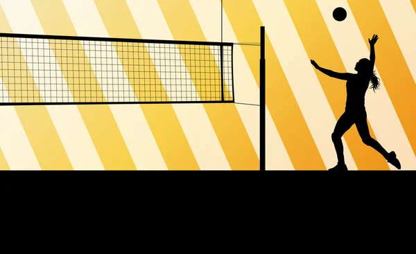 Volleyball femme joueur vecteur arrière-plan — Image vectorielle