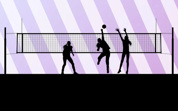 Volleyballerin mit Vektor-Hintergrund — Stockvektor