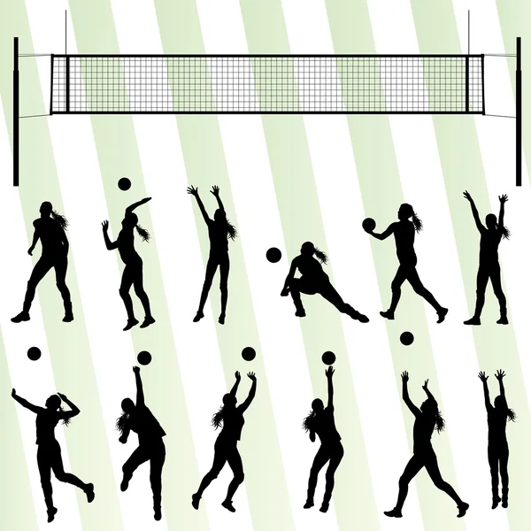 Volleyballerin mit Vektor-Hintergrund — Stockvektor