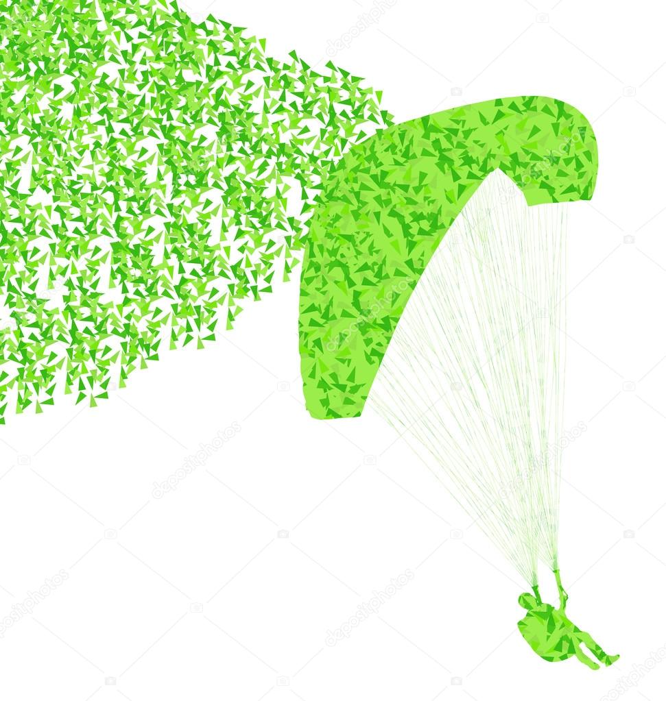 Paragliding active sport background vector concept made of fragm