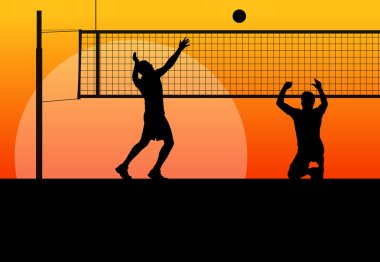 Aktif Genç Erkekler Voleybol oyuncu spor siluetleri soyut