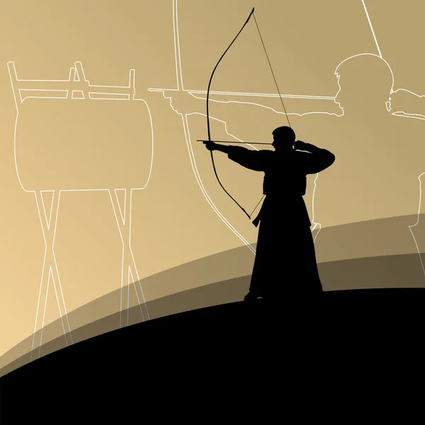 Aktivní japonské kendó sport kjúdó archer bojových umění bojovník bo — Stockový vektor