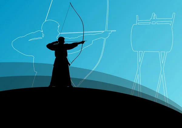 活跃的日本剑道运动弓道弓箭手武术战斗机博 — 图库矢量图片