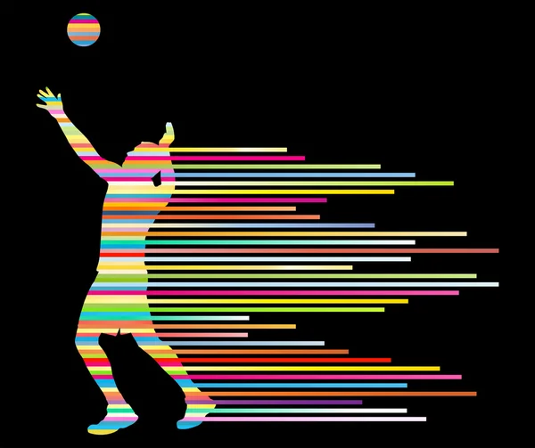 バレーボール選手のベクトル シルエット背景の概念 — ストックベクタ