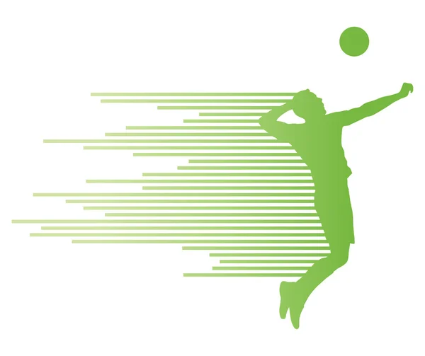 Volleybal speler vector silhouet achtergrond concept — Stockvector