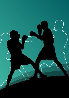 Adam boks aktif genç erkekler kutusu spor siluetleri soyut