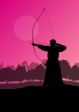 Etkin Japon kendo spor kyudo okçu dövüş sanatları savaşçı bo