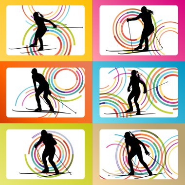 Kayak kadın siluet vektör arka plan belirleme