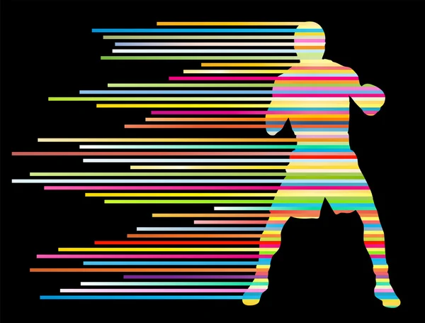 Boxe active jeunes hommes sport silhouettes abstrait fond il — Image vectorielle