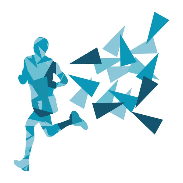 Maratón corredor vector abstracto fondo concepto hecho de fragm — Archivo Imágenes Vectoriales