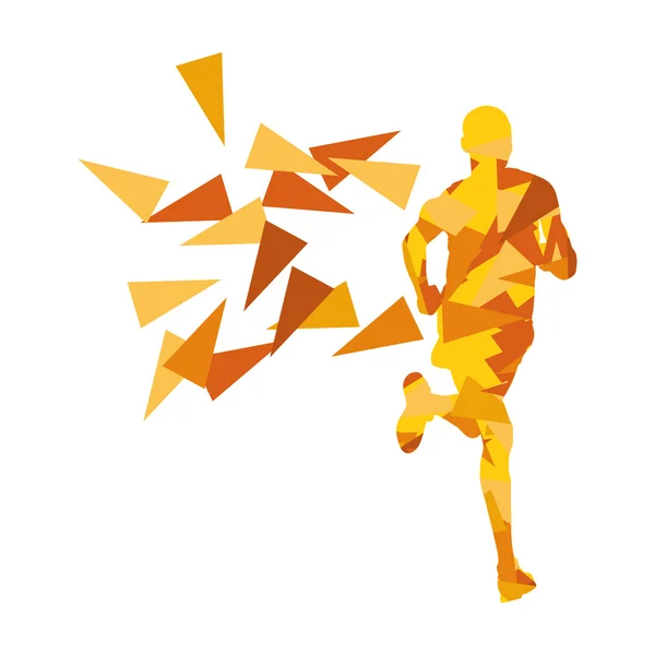 Marathon runner abstract vector background concept made of fragm — Stock Vector