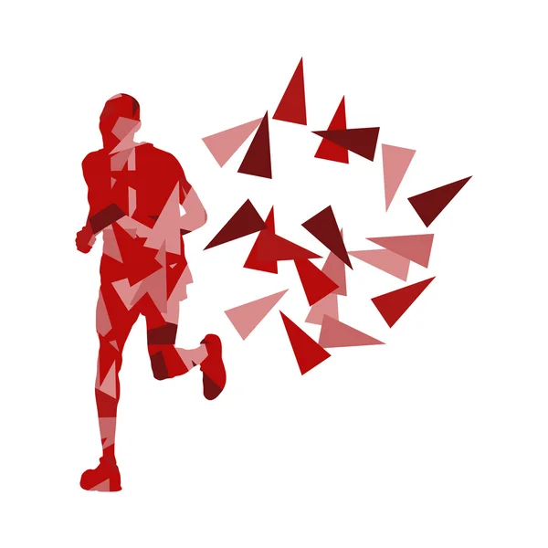 Maratón corredor vector abstracto fondo concepto hecho de fragm — Archivo Imágenes Vectoriales