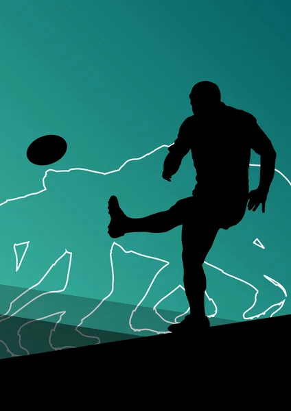 Jugador de rugby activo hombres jóvenes deporte siluetas abstracto backgro — Archivo Imágenes Vectoriales