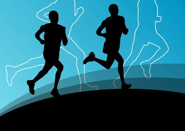 Athlétisme sportif coureur actif silhouettes de course illustration b — Image vectorielle