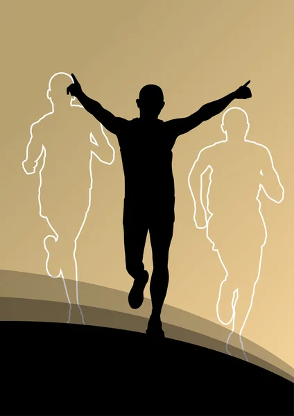 Athlétisme sportif coureur actif silhouettes de course illustration b — Image vectorielle