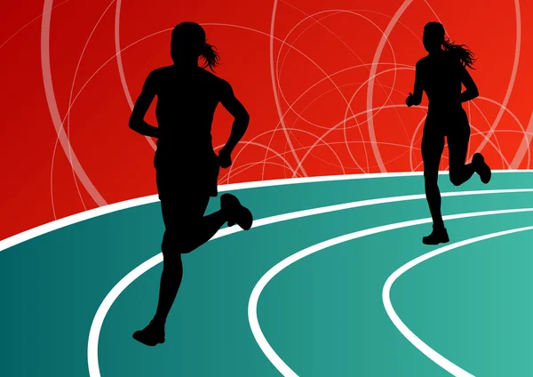 Active runner sport athletics running silhouettes illustration b — Stock Vector
