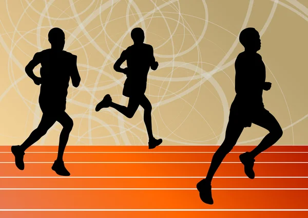 Aktív runner sport atlétikai futó sziluettek ábra b — Stock Vector