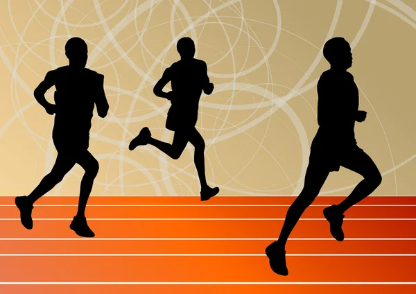 Athlétisme sportif coureur actif silhouettes de course illustration b — Image vectorielle