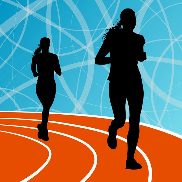 Athlétisme sportif coureur actif silhouettes de course illustration b — Image vectorielle