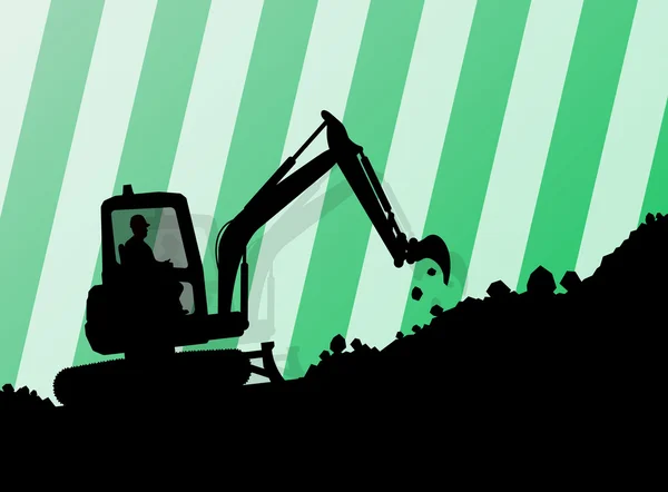 Cargador de excavadoras tractor de máquina hidráulica y excavación de trabajadores en — Archivo Imágenes Vectoriales