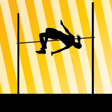 High jump woman vector abstract background clipart