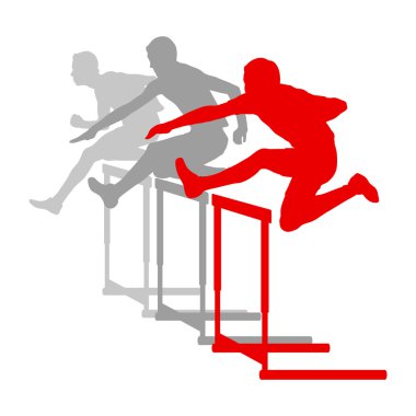 Vektör arka plan kazanan çalışan engel yarış adam bariyer