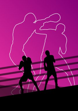 Adam boks aktif genç erkekler kutusu spor siluetleri soyut