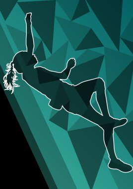 Çocuk kız rock tırmanma spor atlet abstra duvara tırmanma