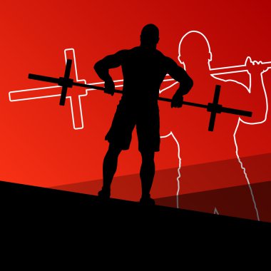 Erkekler crossfit halter sporu siluetleri soyut adam