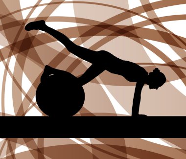 Kadın fitness topu egzersizleri üzerinde vektör arka plan