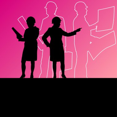 Kadın ve erkek İnşaat Mühendisleri mühendisli Emanet kask içinde