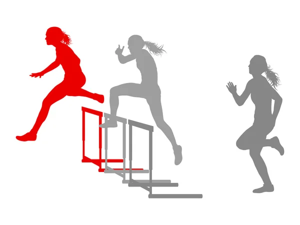 Hürdenlauf Frauen Hindernislauf Vektor Hintergrund Sieger — Stockvektor