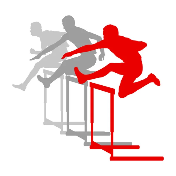 Hurdle race homme barrière courir vecteur arrière-plan vainqueur — Image vectorielle