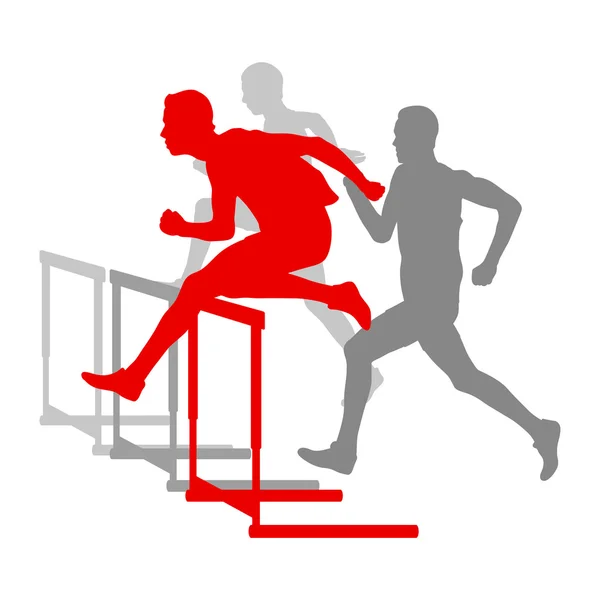 Překážkový závod člověka bariéra běží vektorové pozadí vítěz — Stockový vektor