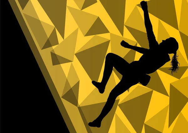 Niños niña escalador deporte atleta escalada pared en abstra — Vector de stock