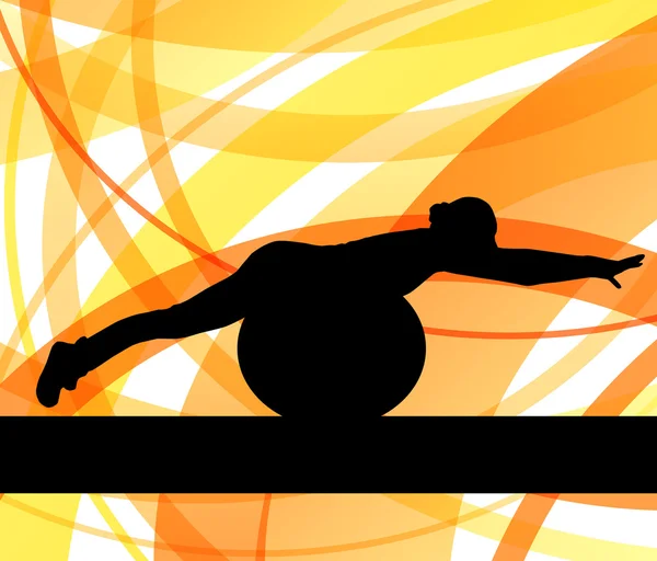 Mujer en ejercicios de fitness bola vector de fondo — Archivo Imágenes Vectoriales