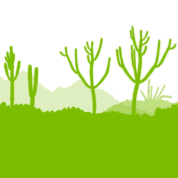 Desierto de cactus, concepto ecológico — Vector de stock