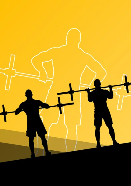 Män crossfit styrketräning sport silhuetter abstrakt bak — Stock vektor