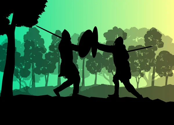 中世纪的武士，十字军矢量背景景观概念 — 图库矢量图片