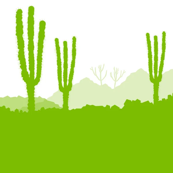 Desierto de cactus, concepto ecológico — Vector de stock