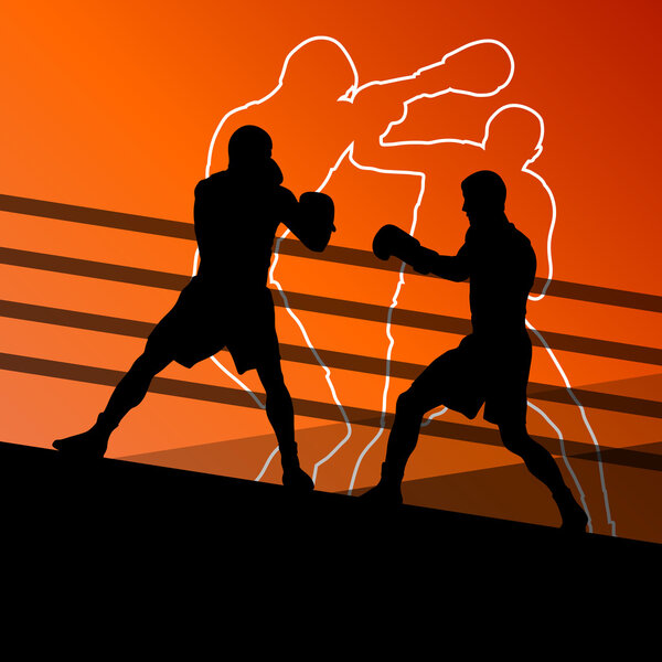 Бокс активных юношей бокс спорт силуэты абстрактные backgroun
