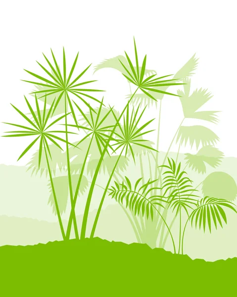 Palm tree landscape ecology environment green concept background — Stock Vector