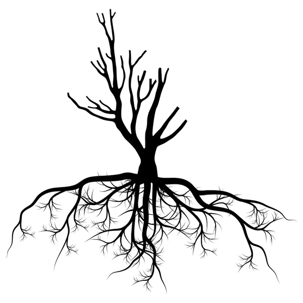 Árbol con raíces fondo vector concepto de contaminación — Archivo Imágenes Vectoriales