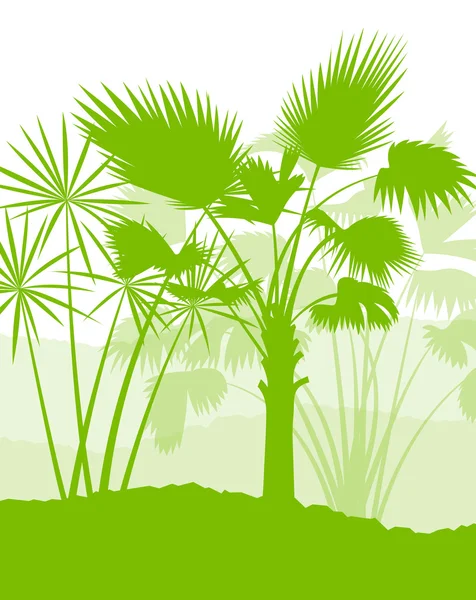 Palm tree landscape ecology environment green concept background — Stock Vector