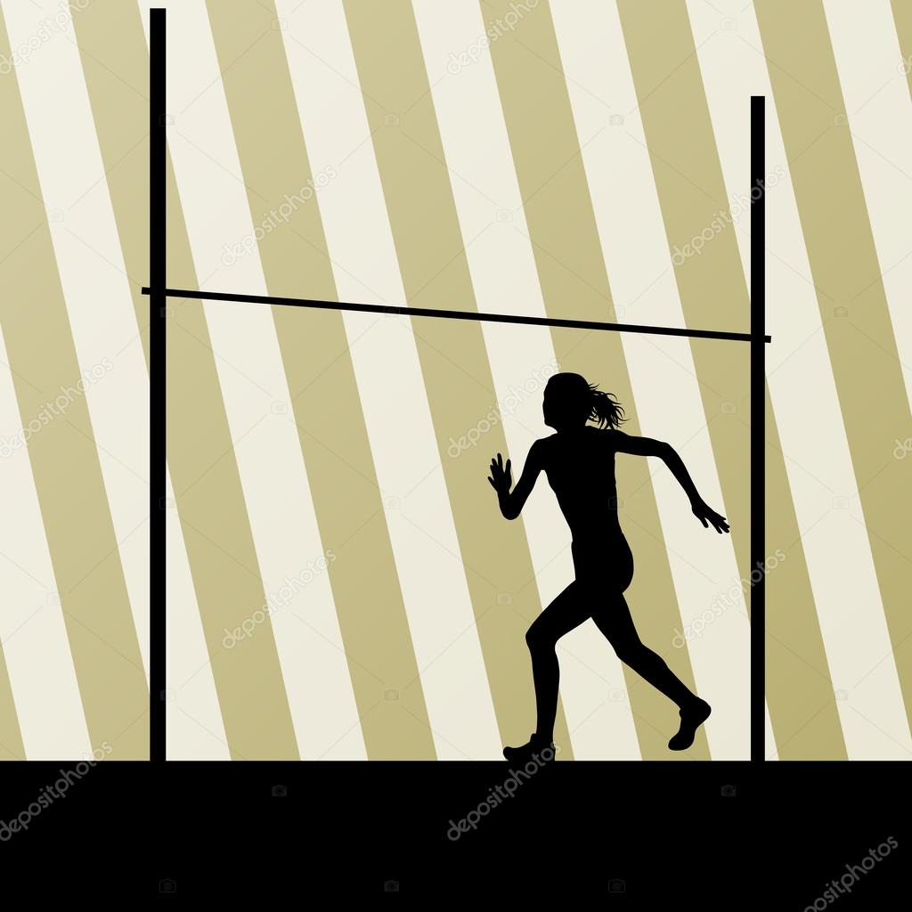 High jump woman vector abstract background