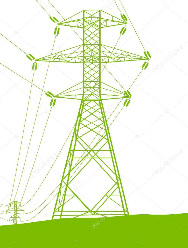 High voltage power transmission tower line green ecology energy