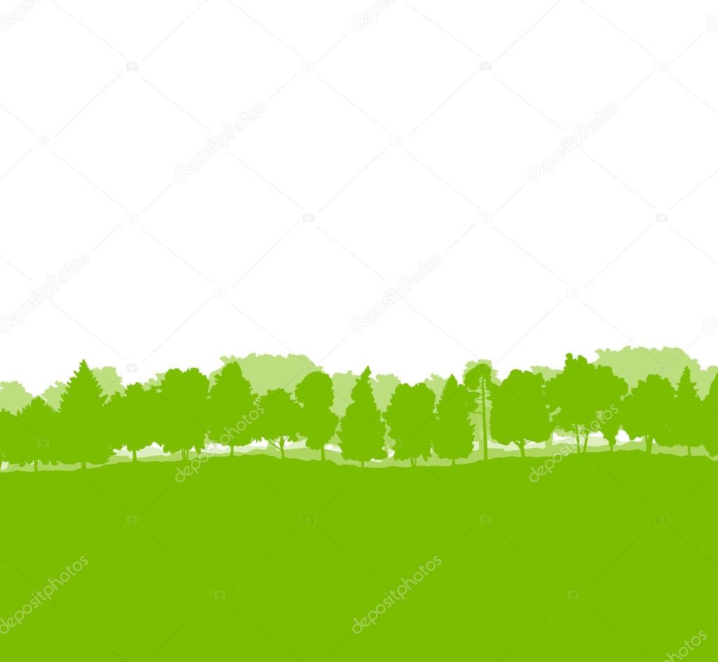Forest trees silhouettes landscape illustration background ecolo